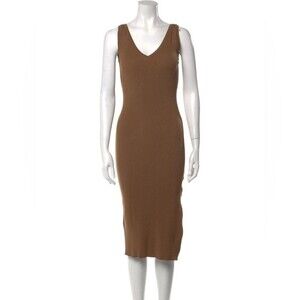 House Of Harlow NWT 1960 V-Neck Knit Side Slit Fitted Midi Dress Fall Season XS